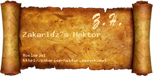 Zakariás Hektor névjegykártya